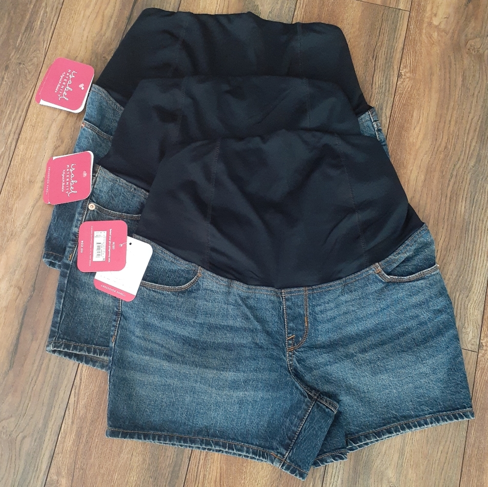 Size 8 NWT 1 Pair of Maternity Midi Shorts Medium Blue Denim Crossover panel HP!
